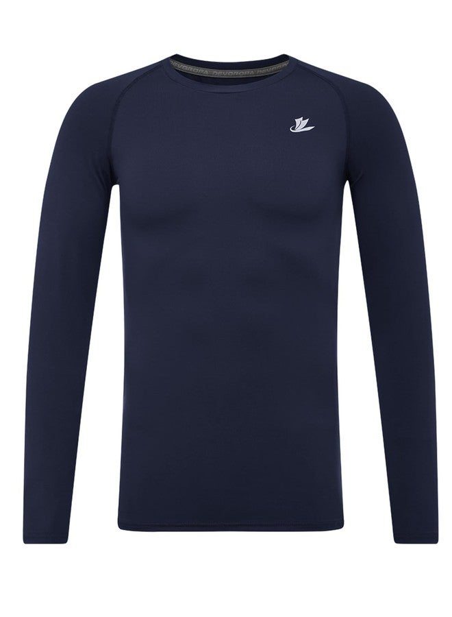 DEVOROPA Youth Boys Compression Shirt Long Sleeve Football Baseball Undershirt Quick Dry Sports Baselayer Navy M - Image 1